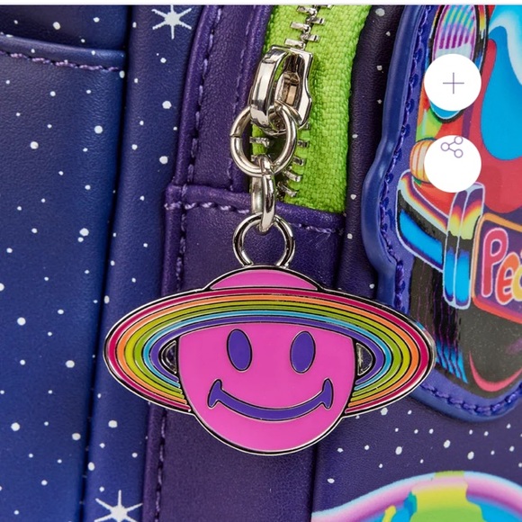 New Lisa Frank Zoomer & Zorbit glow in the dark neon mini Loungefly backpack HTF - Picture 6 of 11